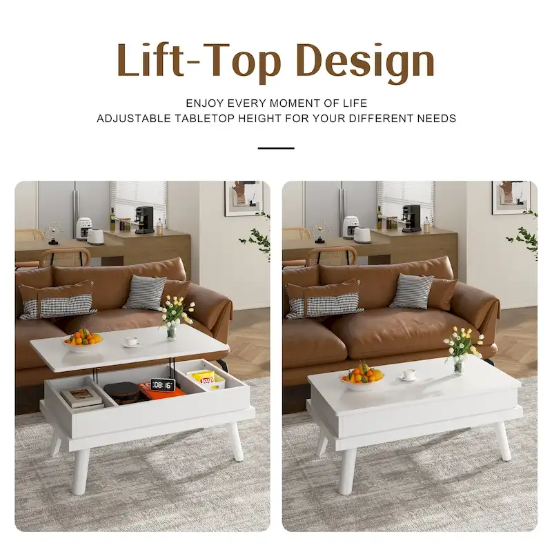 Futzca Wood Coffee Table with Hidden Compartment