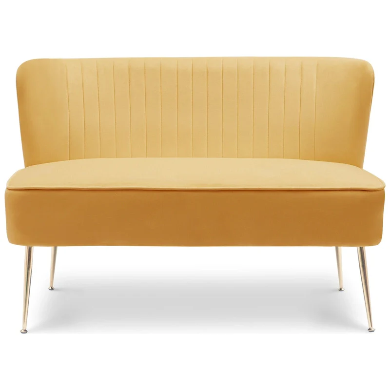 Upholstered Velvet Polyester 46 Wide Loveseat - Armless/ Scalloped Back