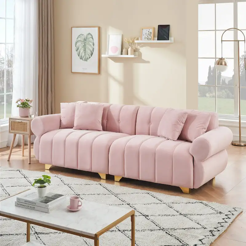 Pink 89 Velvet 3-seater Sofa with Spring-Wrapped Cushions