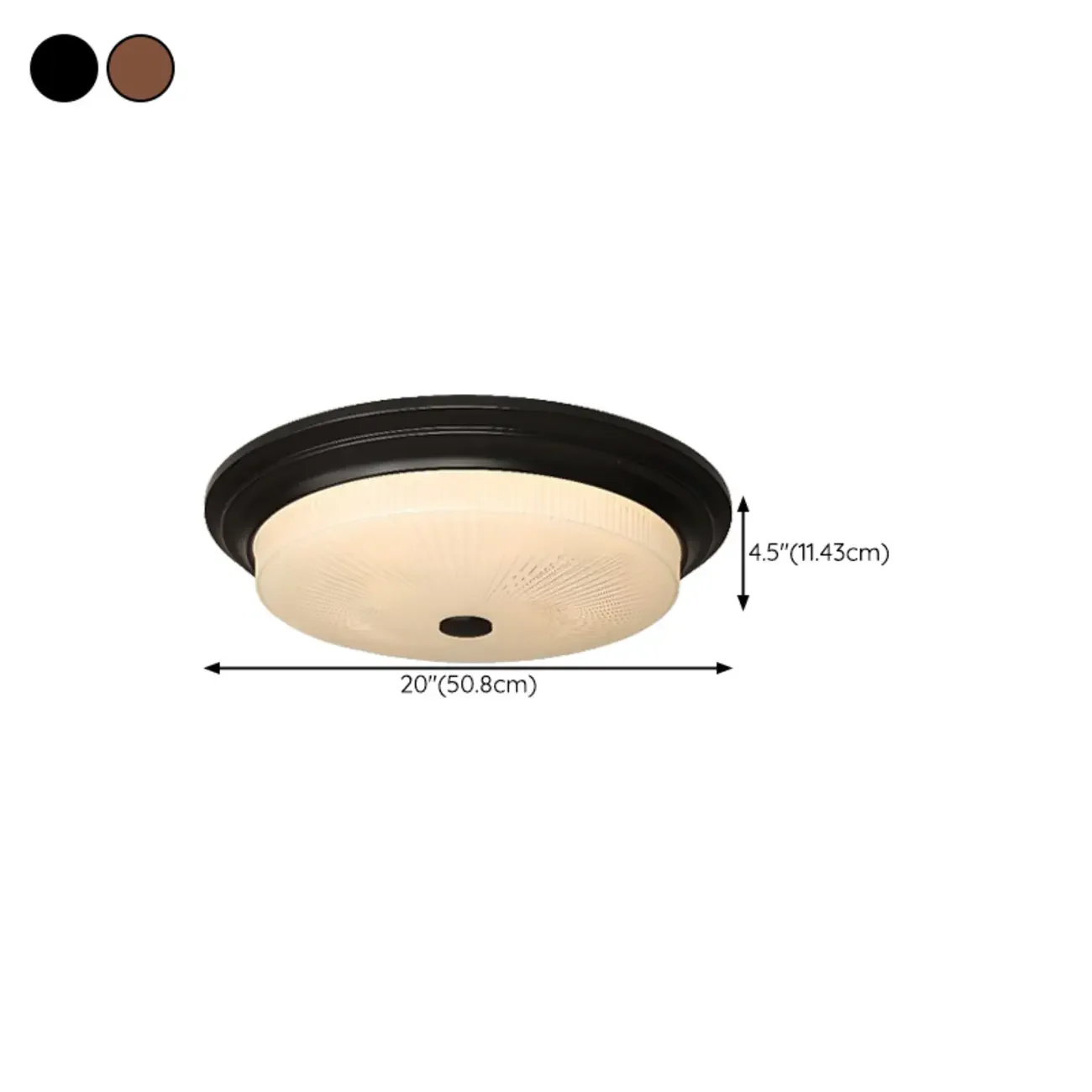Classic Brown Metal Round Glass LED Flush Mount Ceiling Light