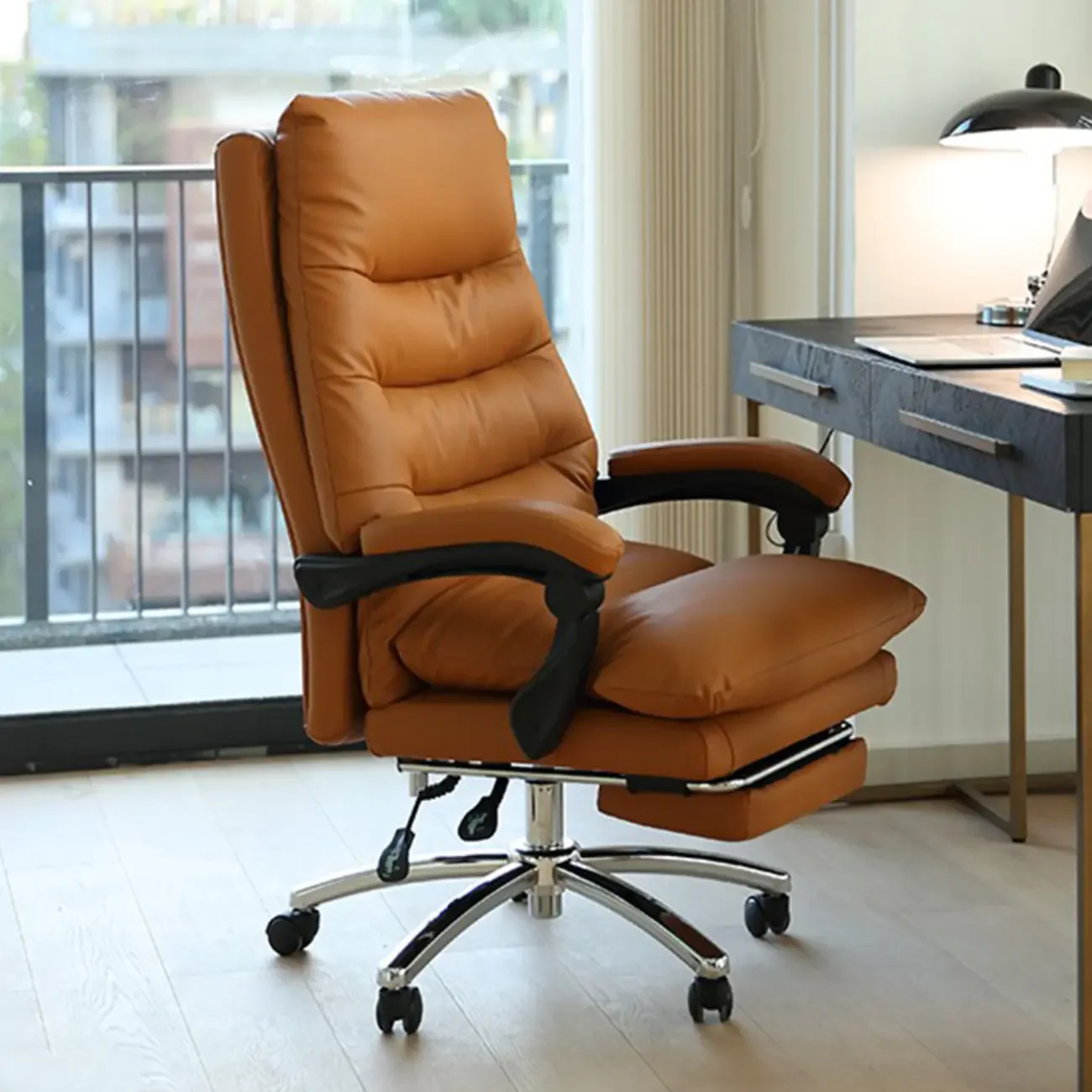 Upholstered Leather Recliner Adjustable Office Chair