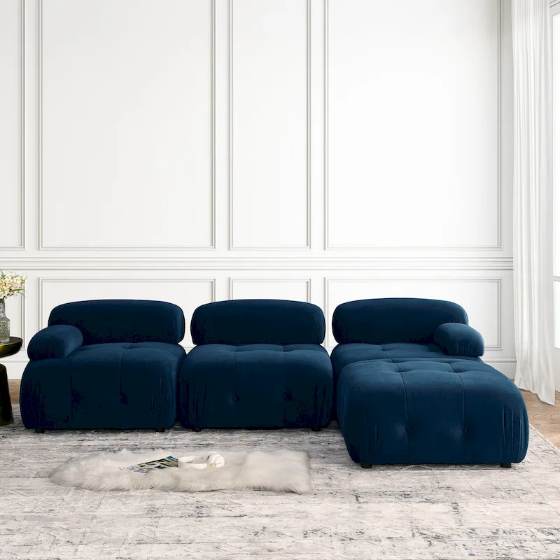 Blue 93  Modular L-Shaped 4-Seater Sofa with Reversible Ottoman