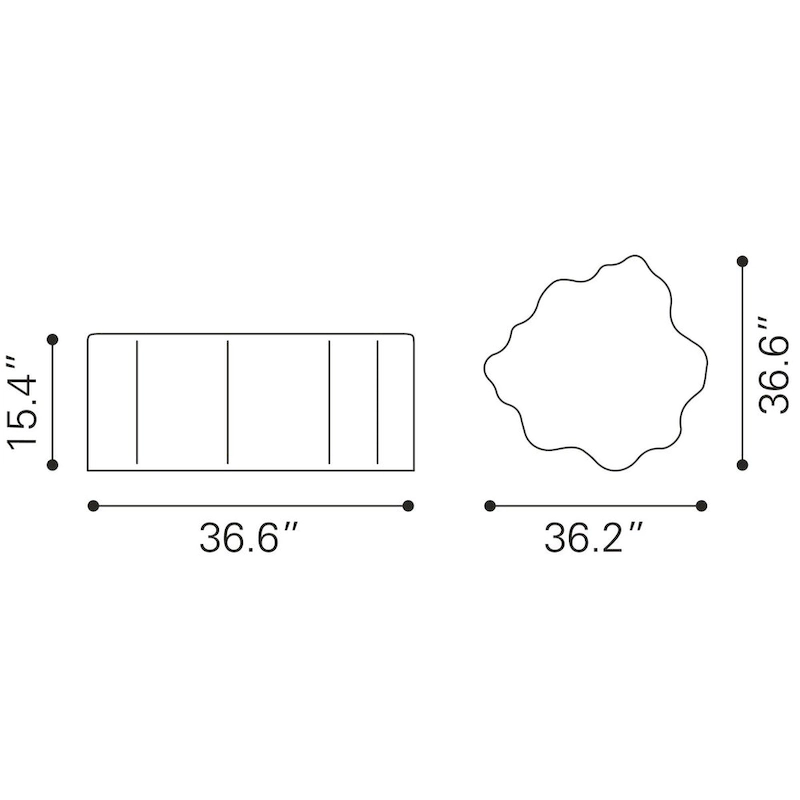 Coffee Table - 36.6  W x 36.2  D x 15.4  H