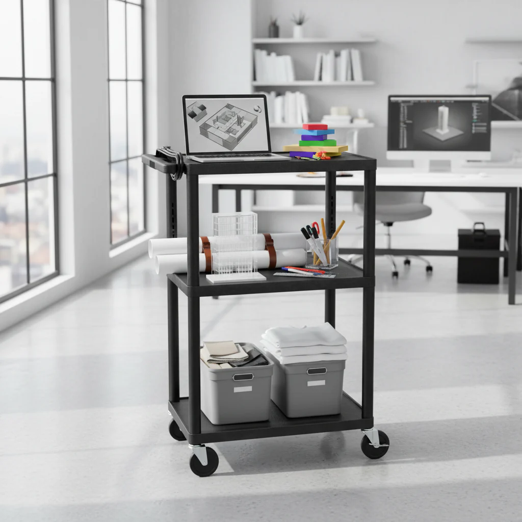 42H Utility Cart - Three Shelves with Electric