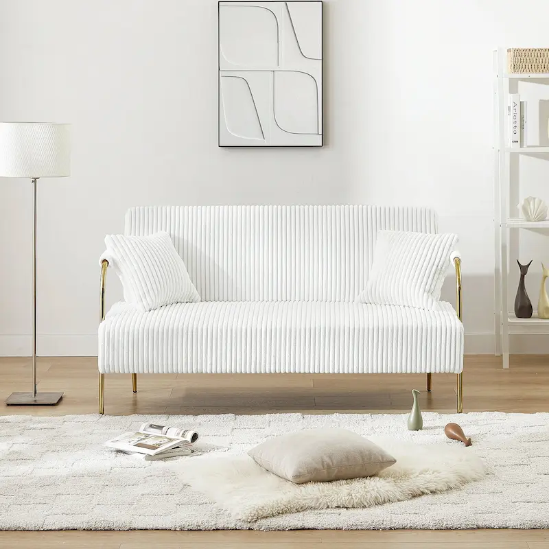 Ouyessir Upholstered Loveseat, Tufted Back Couch, Accent Armchair with 2 Pillows