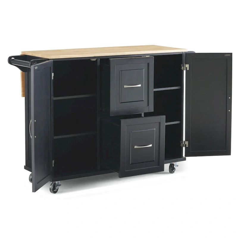 Homestyles Dolly Madison Black Wood Kitchen Cart - N/A