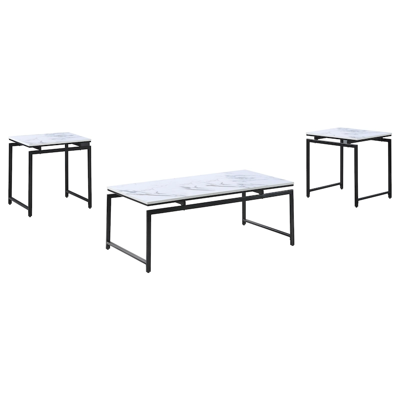 Clark 3-piece Faux Marble Top Coffee Table Set White Faux Marble