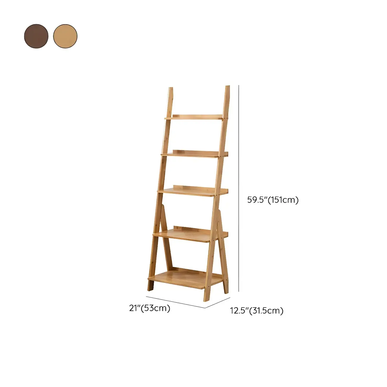 Solid Wood 5-Tier Open Back Ladder Bookshelf