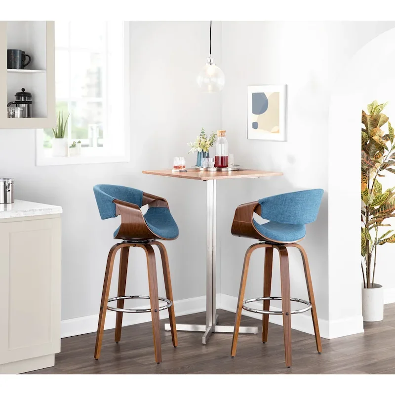 Carson Carrington Sauda 30 Fixed-Height Bar Stool with Bent Wood Legs and Round Footrest (Set of 2)