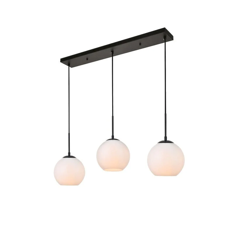 3-Light 36 inch Pendant with Frosted White Glass