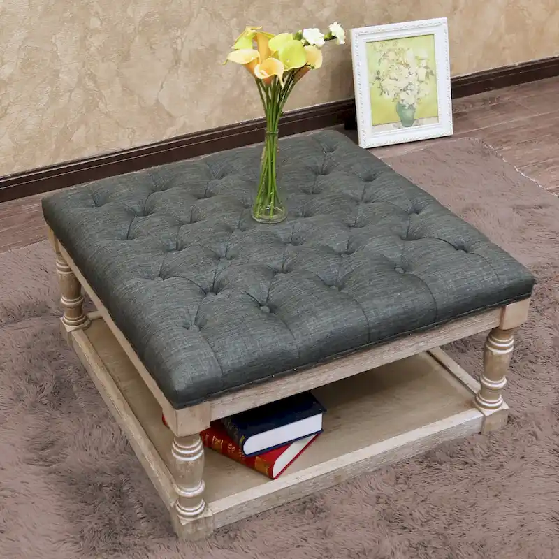 Cairona Fabric 30-inch Tufted Shelved Ottoman