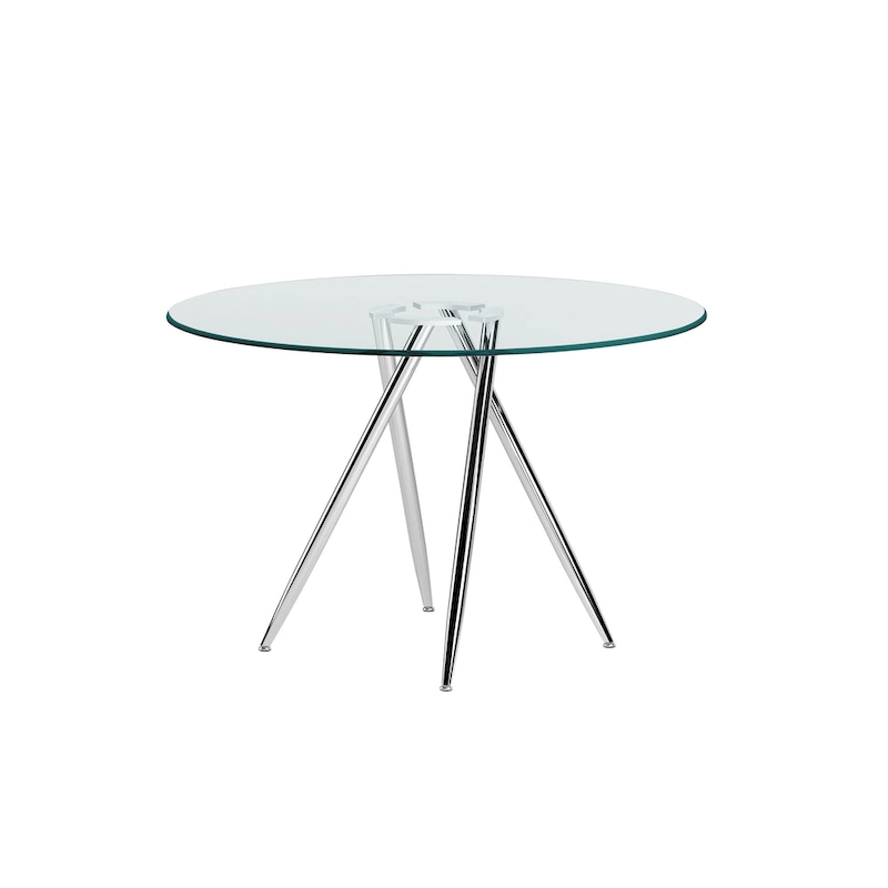 Somette Benz 47 Round Glass Table with Tapered Art Deco Base