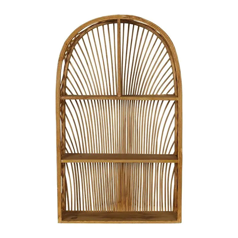 Harmony Arch Rattan Boho Tiered Wall Shelf - 28