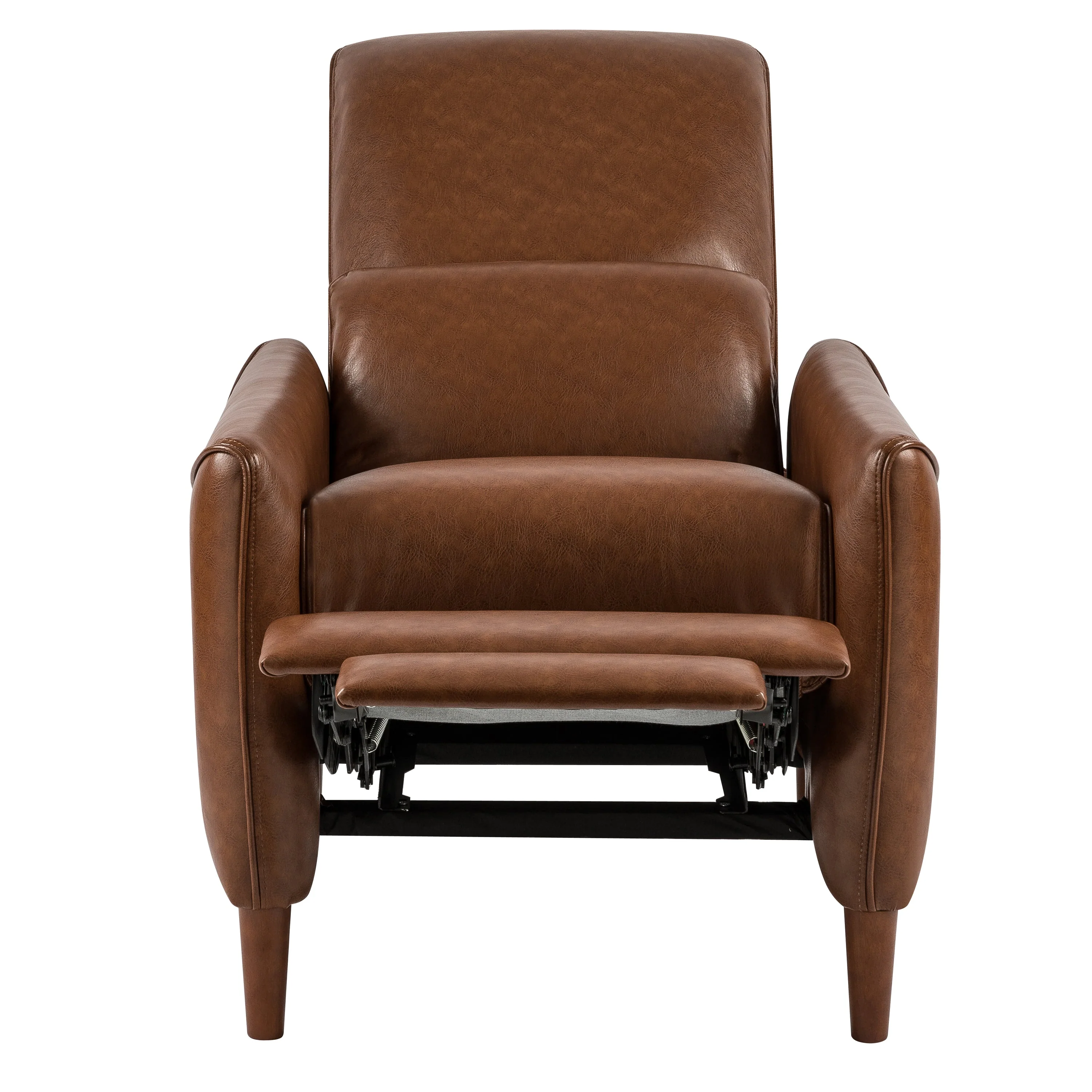 Comfy Upholstered Recliner Chair ¨C Small Push Armchair with Footrest & Rubber Wood Legs