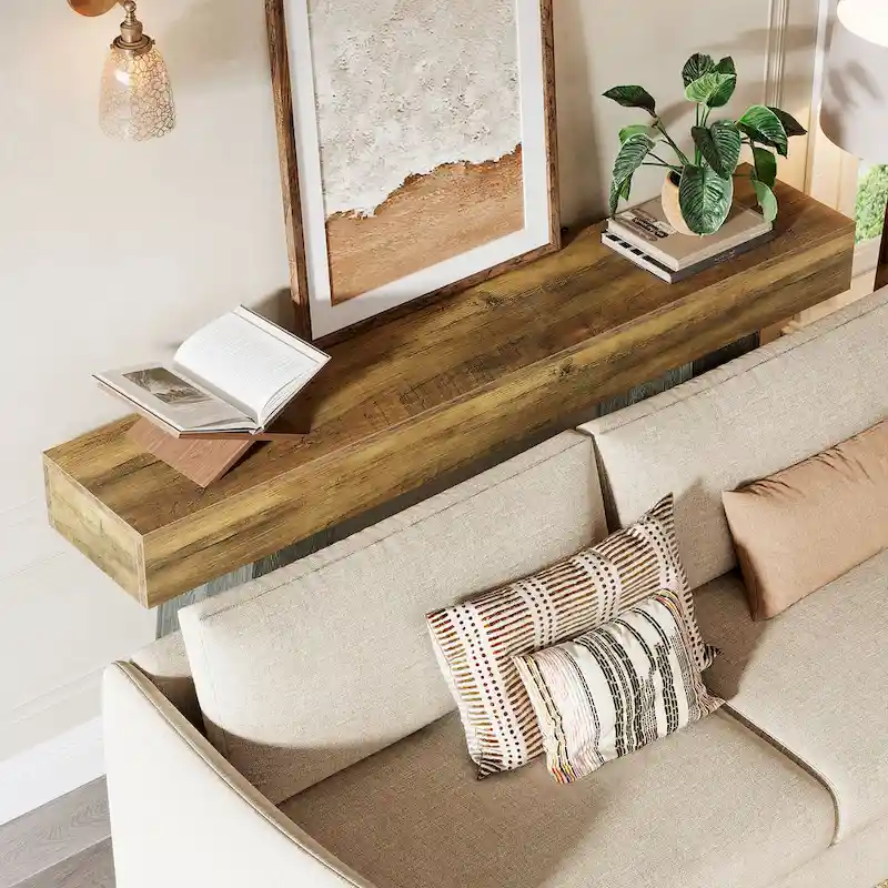 Farmhouse Entryway Table, 63-Inch Long Wooden Sofa Console TableB