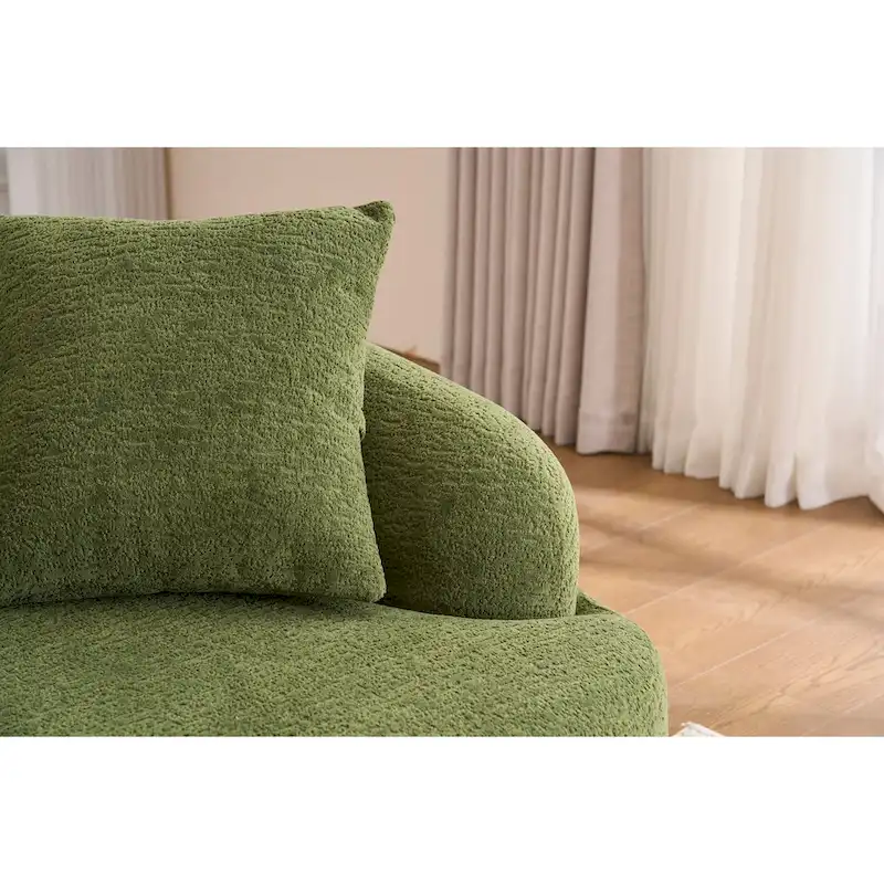 98.4 Chenille L-Shaped 3-Seater Sofa with Chaise Lounge and 4 Pillows