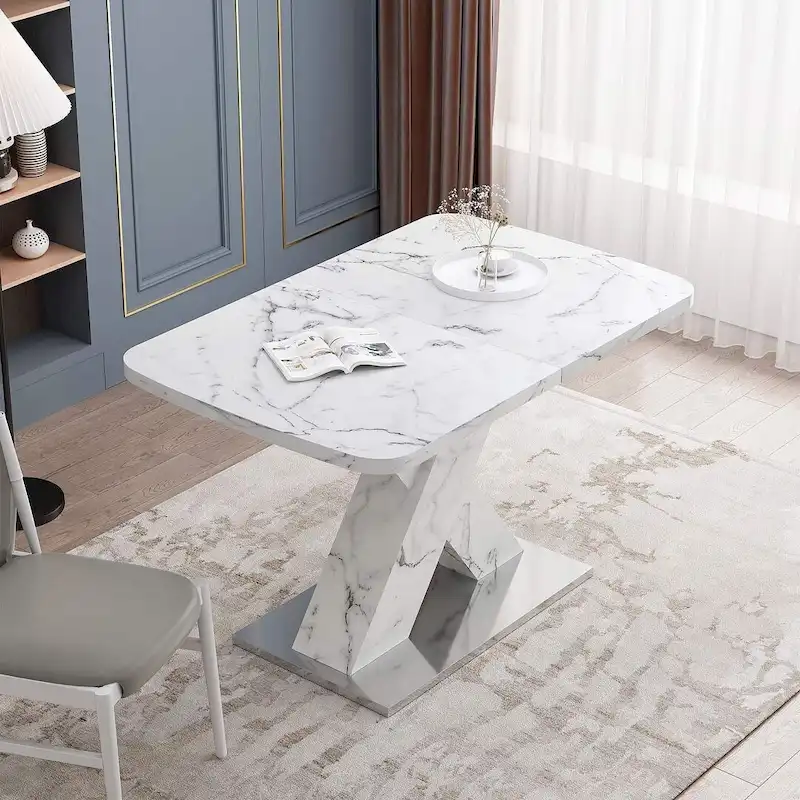 Modern 47.24-62.99 L Marble Square Dining Table