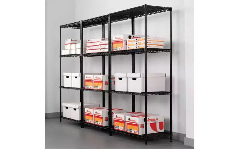 Alera NSF Certified Industrial Four-Shelf Wire Shelving Kit, 36w x 24d x 72h, Black