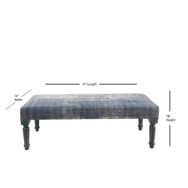 47  Antique Blue Distressed Rectangular Bench