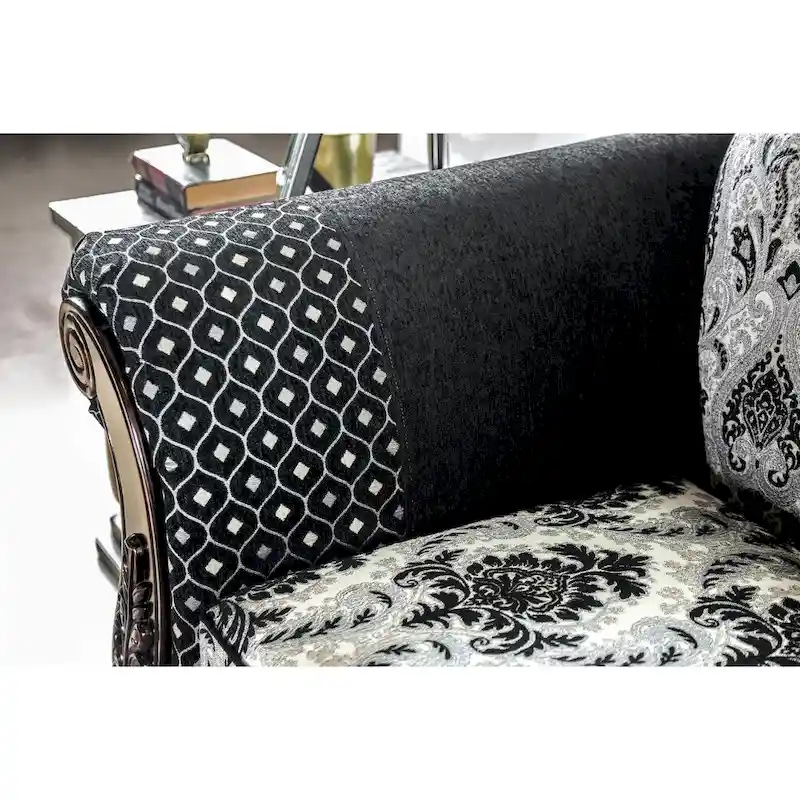 Dhumketu Traditional Black Fabric Semi-Firm Loveseat by Gracewood Hollow