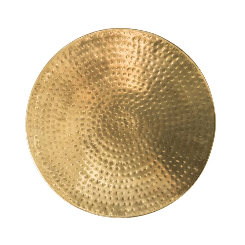 Brass Hammered Metal Drum Table with Lid
