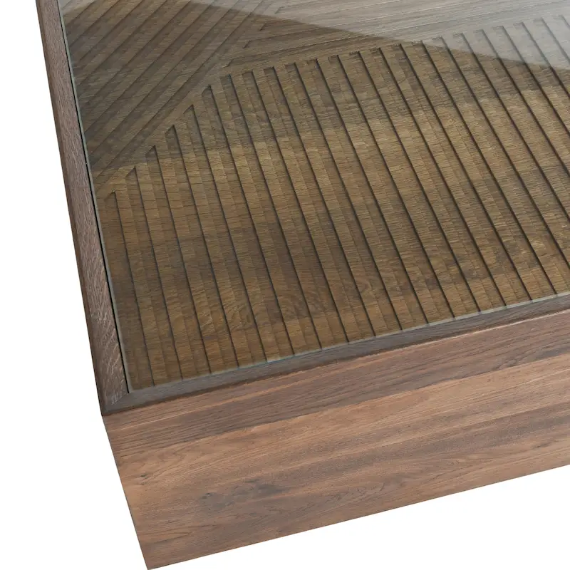 Classic Home Santa Barbara 49 Glass and Wood Coffee Table