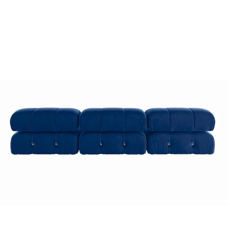 Blue Velvet Upholstered Sectional Sofa