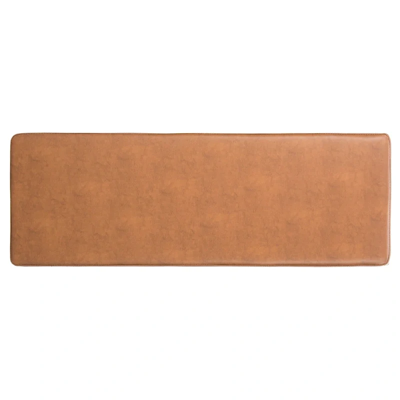 Grey / Brown Faux Leather Bench with Black Metal Legs