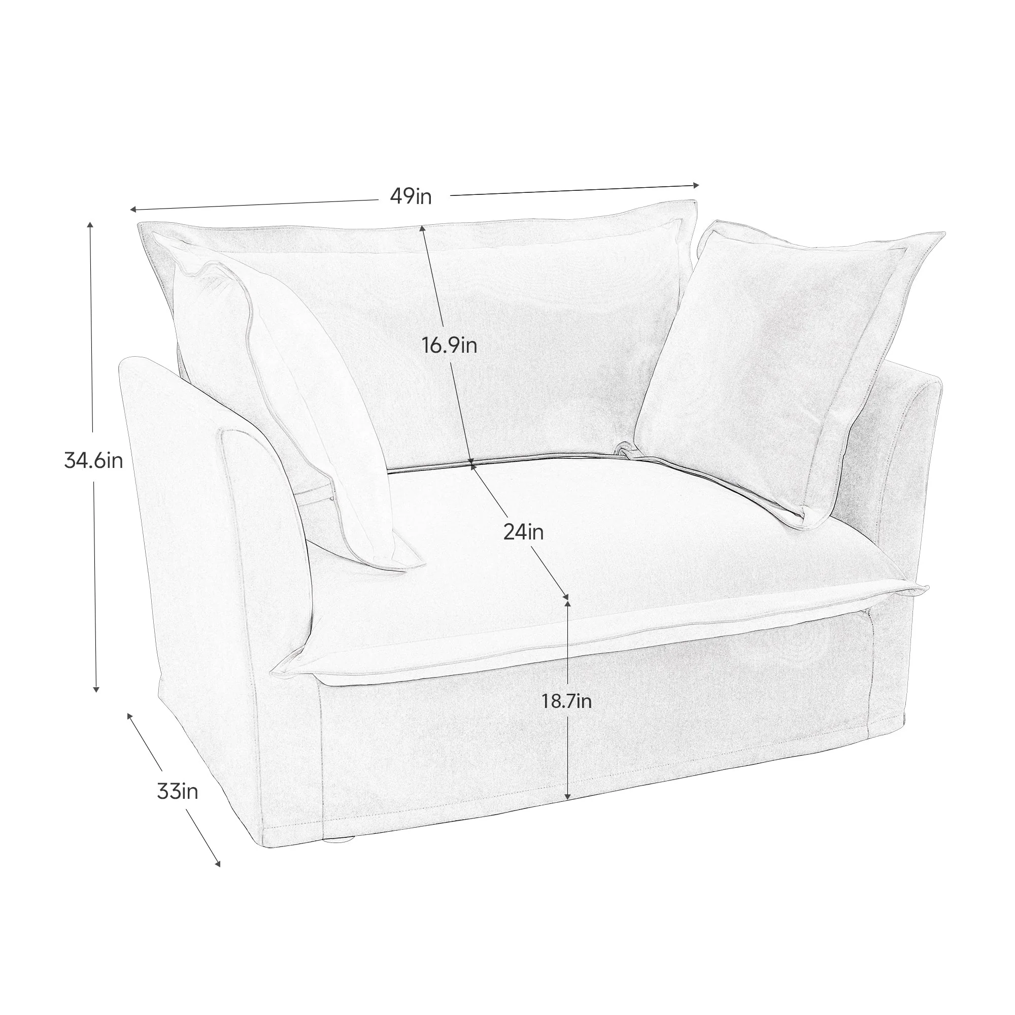 Walker Edison | Slip-covered Deep Seat Comfy Accent Chair