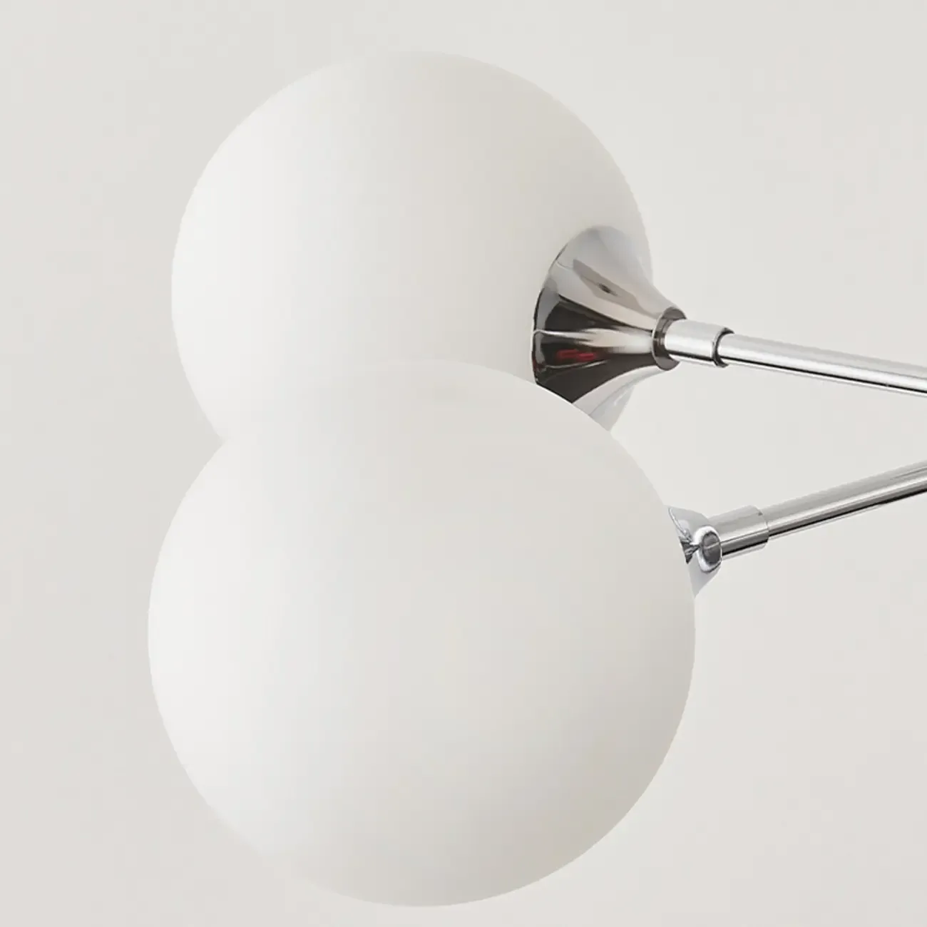 Modern Silver Sputnik Chandelier with White Globe Glass
