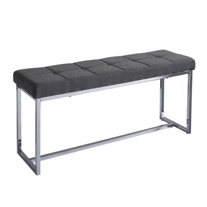 Porch & Den Kennedy Modern Fabric Bench with Chrome Base