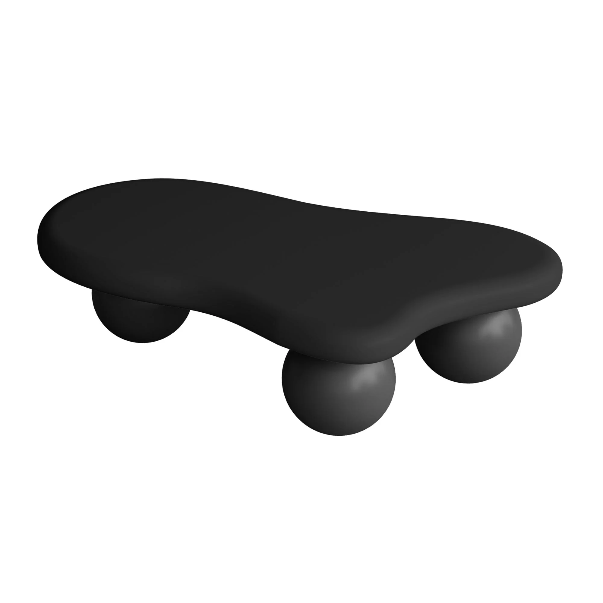40 Inch Cloud Shaped Coffee Table with 3 Ball Legs for Living Room, Black