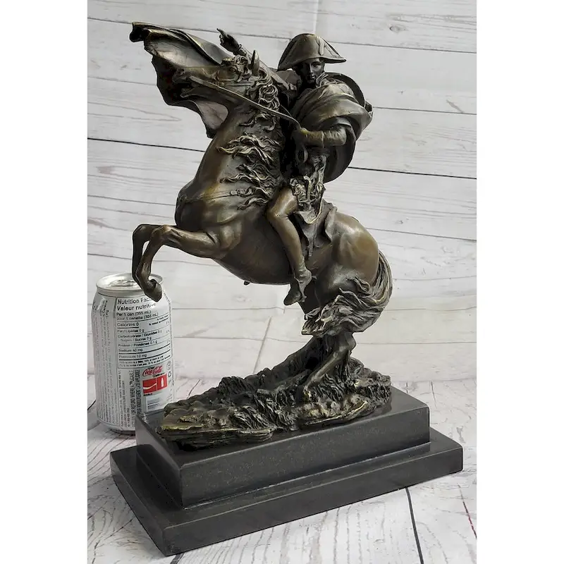 Napoleon Crossing The Alps Bronze Metal Replica Statue Sculpture On Marble Base