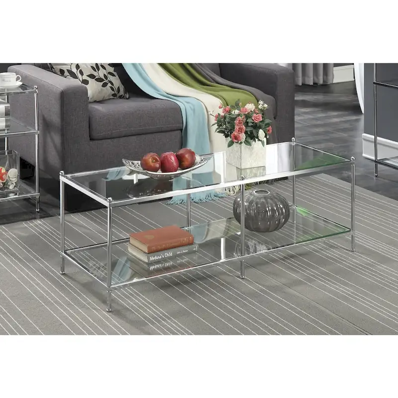 Convenience Concepts Royal Crest 2 Tier Glass Coffee Table