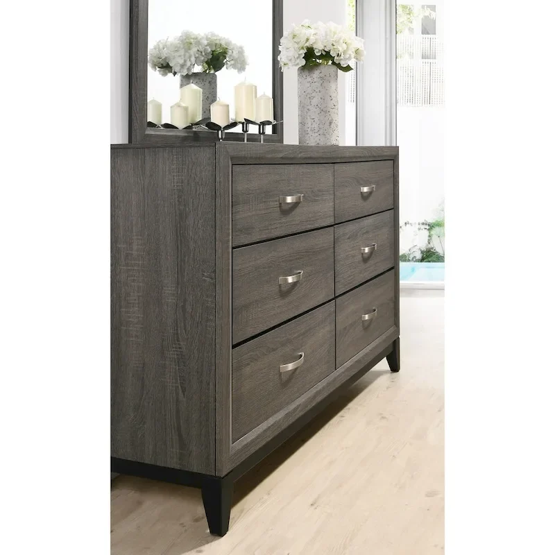 Roundhill Furniture Stout Panel Bedroom Set with Bed, Dresser, Mirror, Night Stand