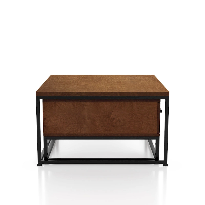 Saxon Rustic Brown Square 2-Piece Solid Wood Coffee Nesting Tables with 1-Drawer by Furniture of America