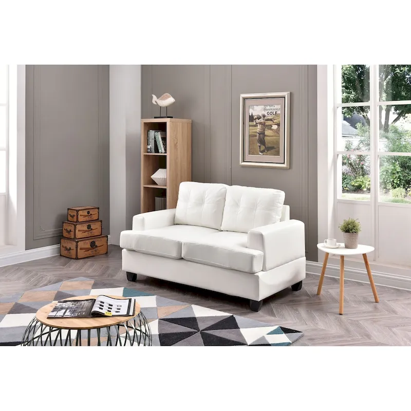 Sandridge 58 in. W Flared Arm Faux Leather Straight Sofa - 34L x 58W x 36H