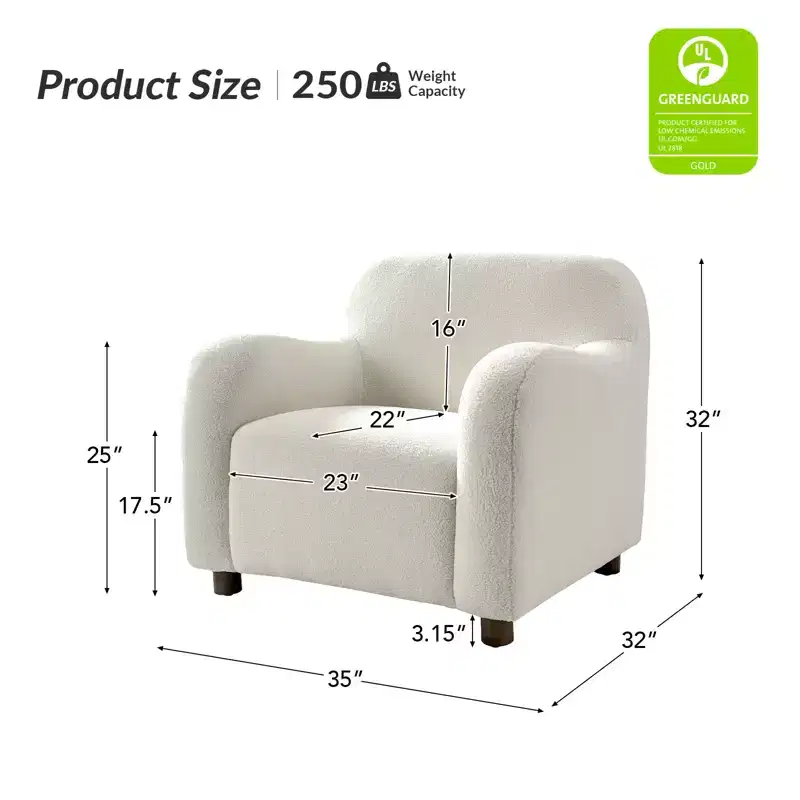 Boucle Upholstered Armchair Set of 2, Black / Ivory (1 Seat Each)