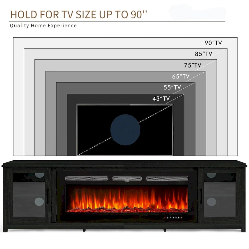 80 Fireplace TV Stand, Entertainment Center with 50 Electric Fireplace