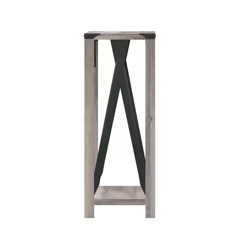 Engineered Wood Modern Farmhouse Entryway Console Table with Metal Accents