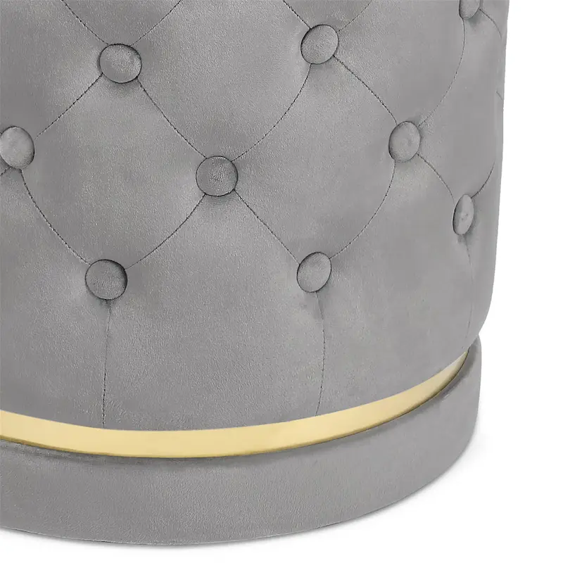 Adeco 18.3 Height Button Tufted Upholstered Round Ottoman