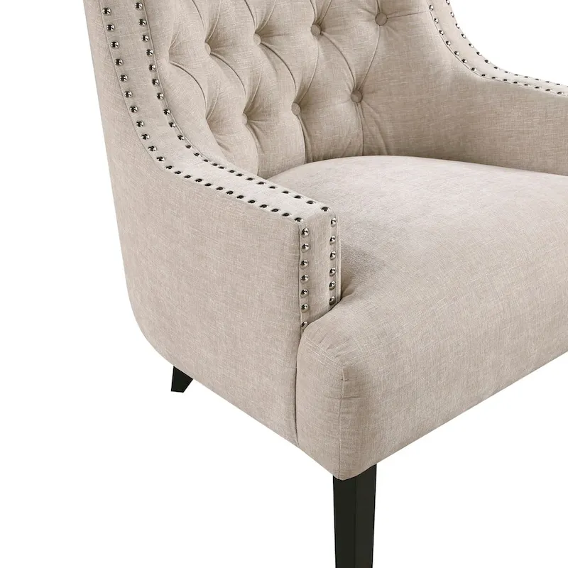Modern Traditional Accent Chair Chenille Upholstery Button-Tufted Solid Wood 1pc Living Room Furniture