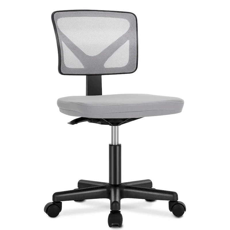Armless Small Office Desk Chair with Back