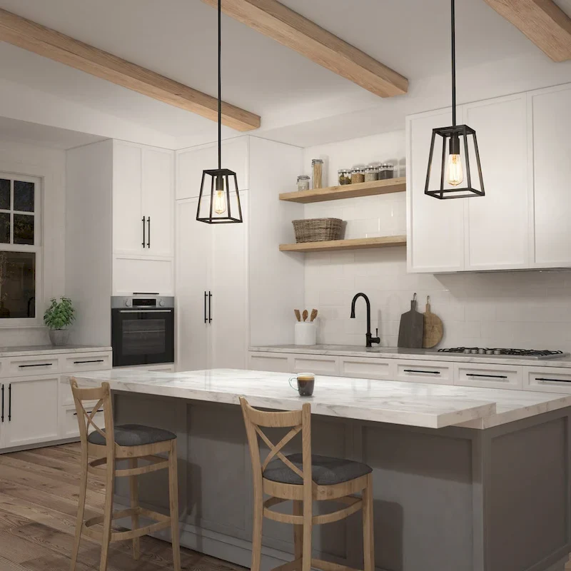 Artika Carter 1-Ligh Pendant with Amber Incandescent Bulb, Black