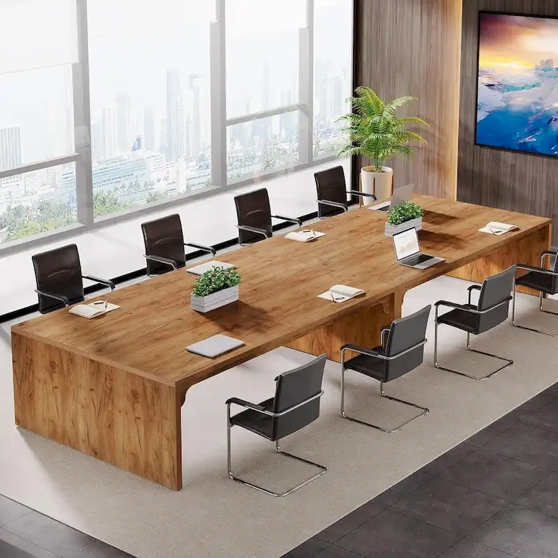 Brown Wood 13FT Rectangular Conference Table
