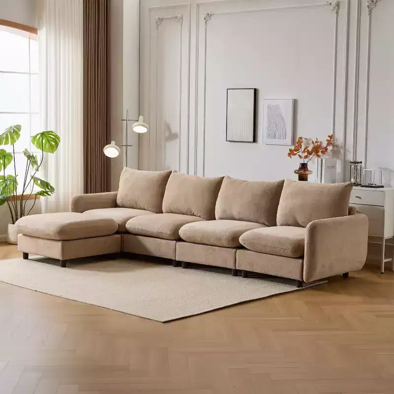 Dark Grey 5-Piece Reversible Sectional Sofa Set, Seats 5