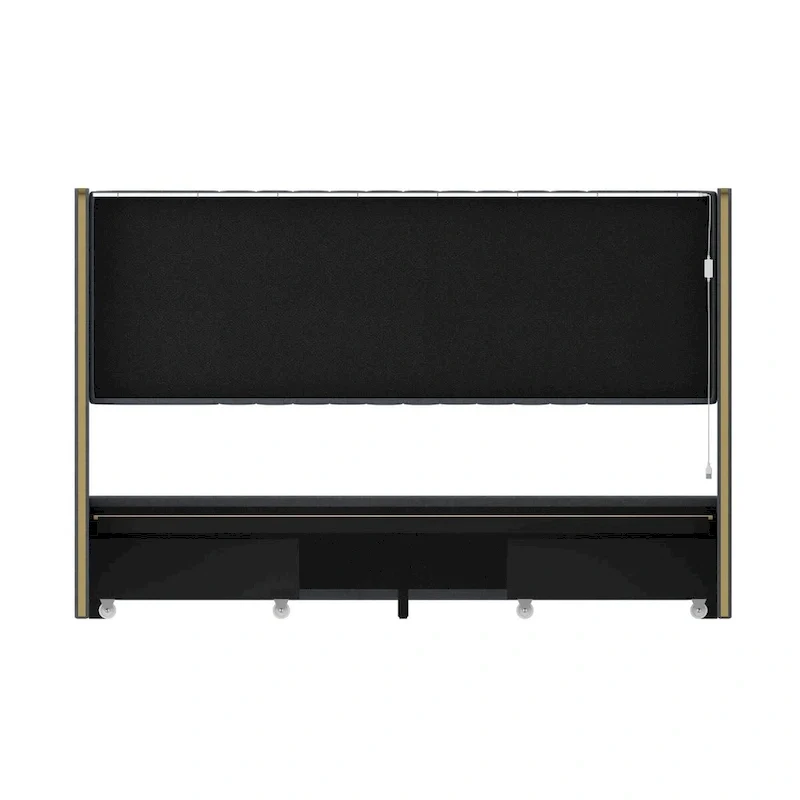 Modern Illuminated Bed Frame with Gold Trim - Chic Upholstered Design