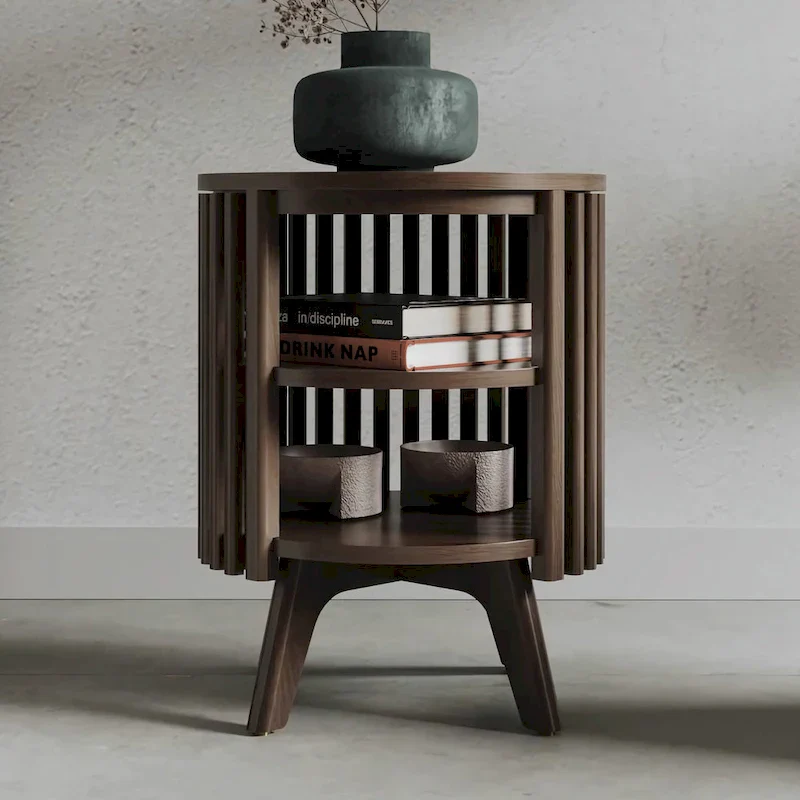 End Table with Storage and Round Side Table