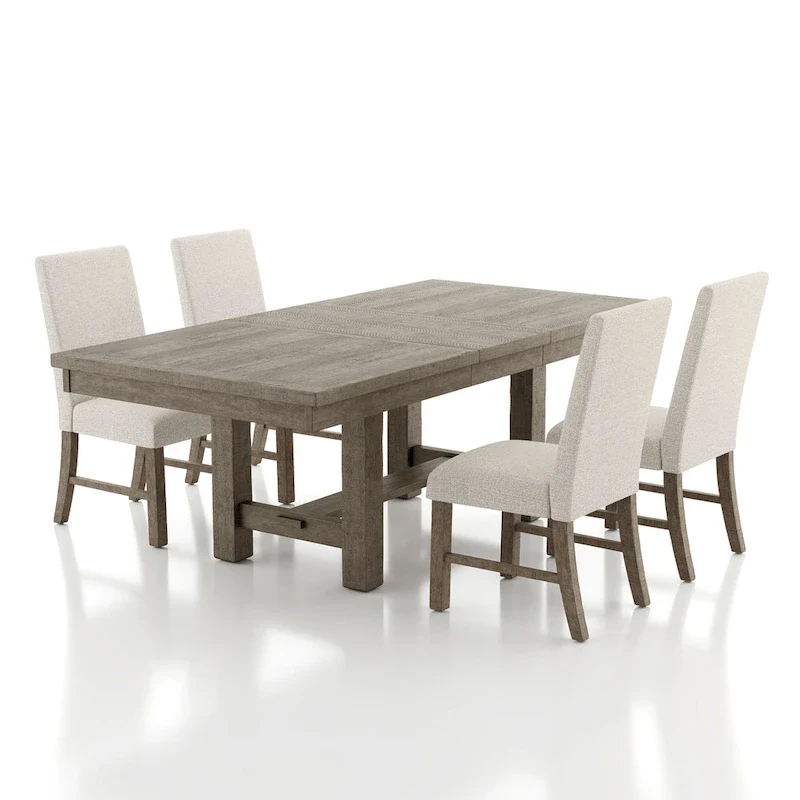 Rustic Grey Wood 5-Piece Dining Table Set by