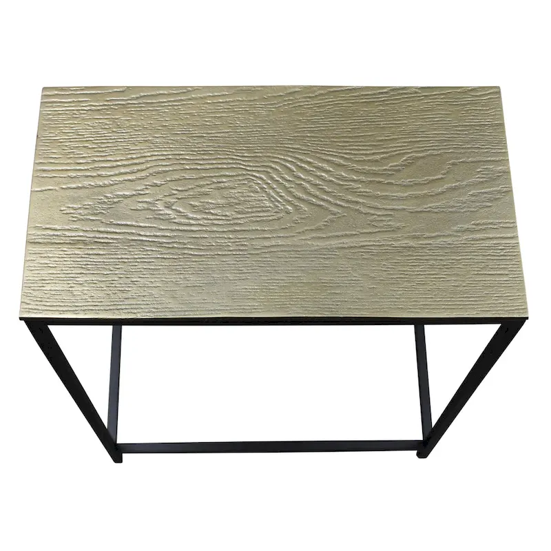 HomeRoots Set of Three Brass and Black Aluminum and Iron Frame Nested Tables - 11.5' X '26' X '21